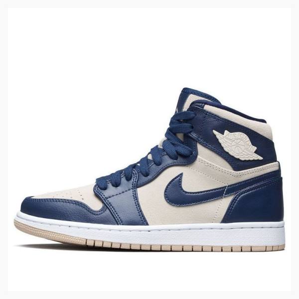 Air Jordan 1 Nike Retro PREM Midnight Tênis de Basquete Feminino Azul Marinho | JD-670NV