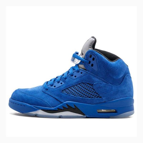 Air Jordan 5 Nike Retro Flight Suit - Camurça Tênis de Basquete Masculino Azuis | JD-289CU