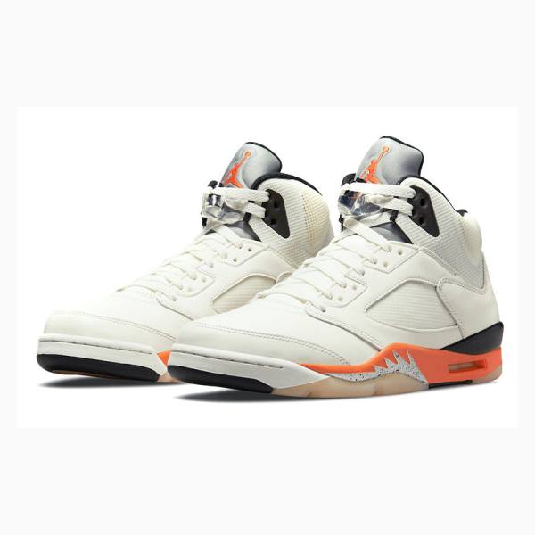 Air Jordan 5 Nike Retro Shattered Backboard Tênis de Basquete Masculino Branco Laranja | JD-876GP