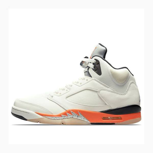 Air Jordan 5 Nike Retro Shattered Backboard Tênis de Basquete Masculino Branco Laranja | JD-876GP