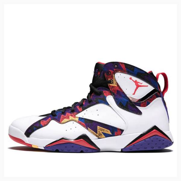 Air Jordan 7 Nike Retro Moletom Tênis de Basquete Masculino Branco Multicoloridas | JD-165KA