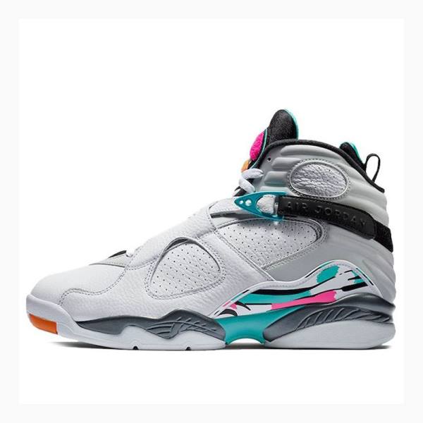 Air Jordan 8 Nike Retro South Beach Tênis de Basquete Masculino Branco Roxo Azuis | JD-047MK