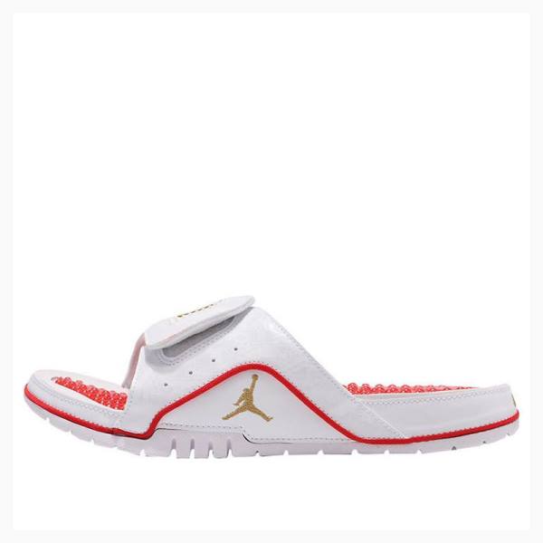 Air Jordan Nike Hydro 4 Retro Chinelos Masculino Branco Vermelhas | JD-065NU